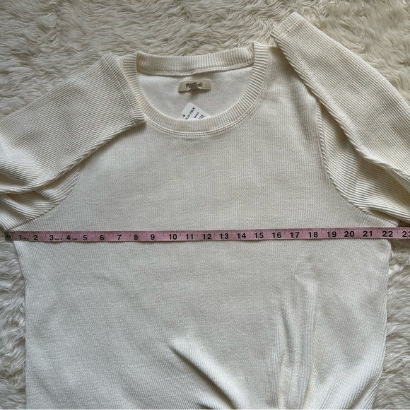 Madewell Top Elwood Knot Front Long Sleeve Jacquard Ivory Cream XXL NWOT - Picture 10 of 12